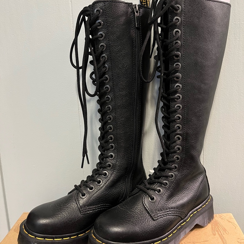 Dr. Martens Tall Black Leather Combat Boots